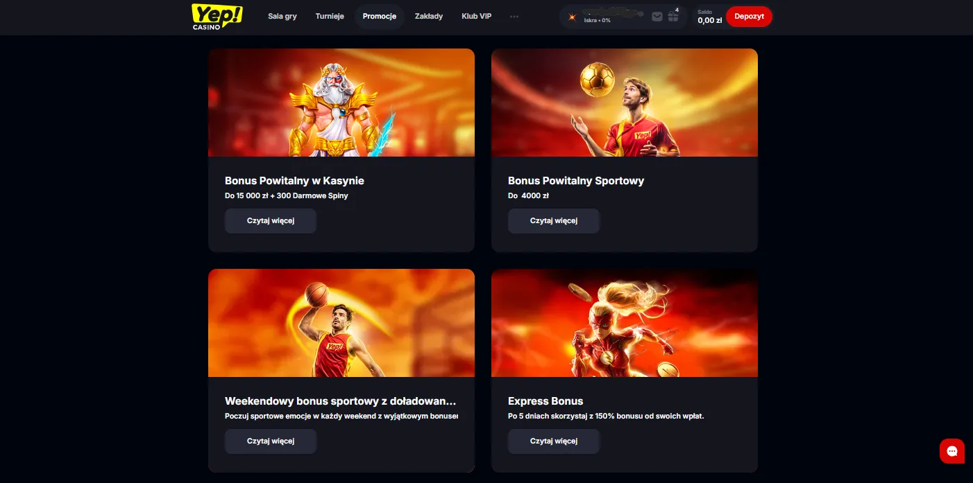 Yep Casino bonusy i promocje dla graczy